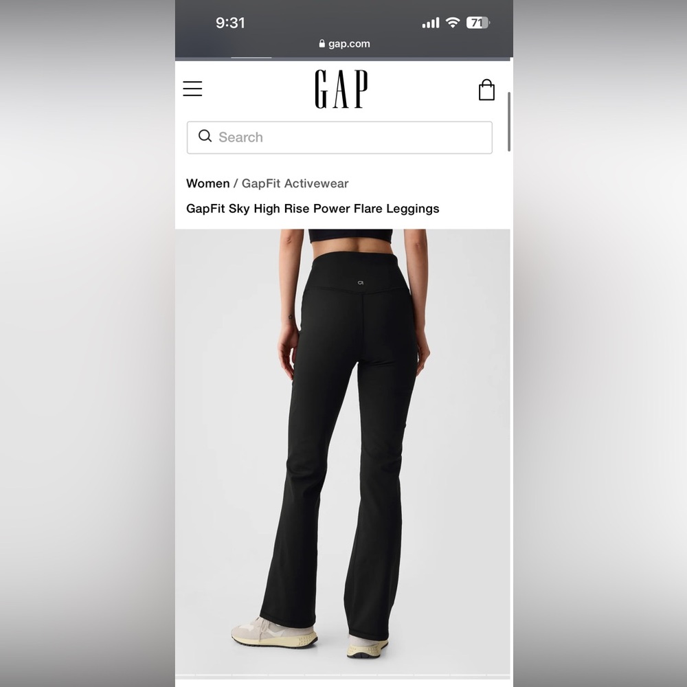 GapFit Sky High Rise Power Flare Leggings Size Large